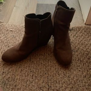 Brown wedge ankle boots